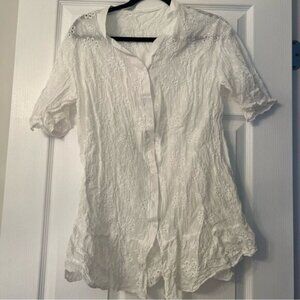 Shein White Eyelet Cover Up